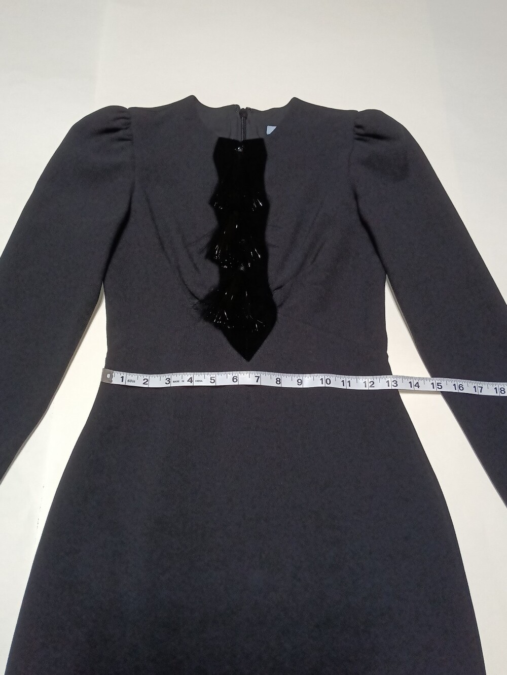 ANTONIO MELANI Alicia Black Long Sleeve Tassel-Detail Evening Midi Dress Size 0 - Picture 6 of 16